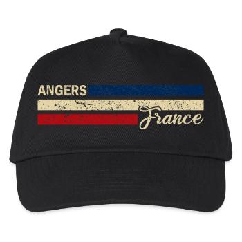 France - Angers - Frankreich - Flagge - Streifen - Kinder Basecap - Schwarz - Vorne