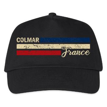 France - Colmar - Frankreich - Flagge - Streifen - Kinder Basecap - Schwarz - Vorne