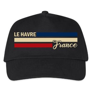 France - Le Havre - Frankreich - Flagge - Streifen - Kinder Basecap - Schwarz - Vorne
