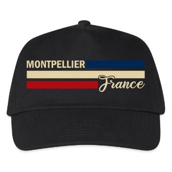 France - Montpellier - Frankreich - Flagge - Kinder Basecap - Schwarz - Vorne