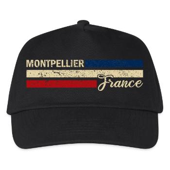France - Montpellier - Frankreich - Flagge - Kinder Basecap - Schwarz - Vorne