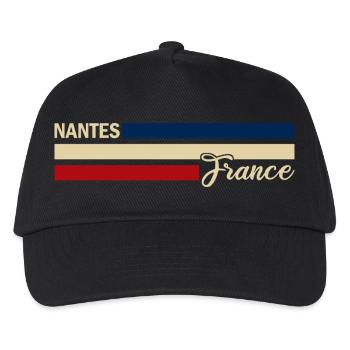France - Nantes - Frankreich - Flagge - Streifen - Kinder Basecap - Schwarz - Vorne
