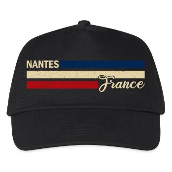 France - Nantes - Frankreich - Flagge - Streifen - Kinder Basecap - Schwarz - Vorne