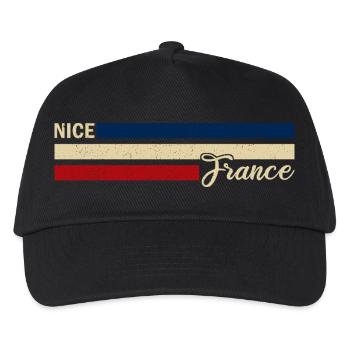 France - Nice - Nizza - Frankreich - Flagge - Stre - Kinder Basecap - Schwarz - Vorne