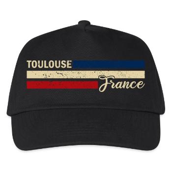 France - Toulouse - Frankreich - Flagge - Streifen - Kinder Basecap - Schwarz - Vorne