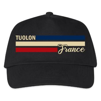 France - Toulon - Frankreich - Flagge - Streifen - Kinder Basecap - Schwarz - Vorne