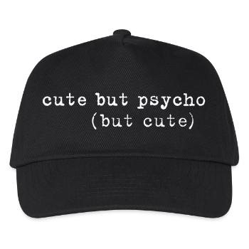 Cute But Psycho Minimal Typo Saying - Kids’ Baseball Cap - black - Front