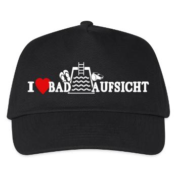 Schwimmmeister Liebe Bademeister Herz - Kinder Basecap - Schwarz - Vorne