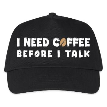 I Need Coffee Before I Talk Funny Coffee Lover Gif - Kids’ Baseball Cap - black - Front