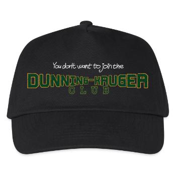Dunning Kruger Club Shirt für dunkle Stoffe - Kinder Basecap - Schwarz - Vorne