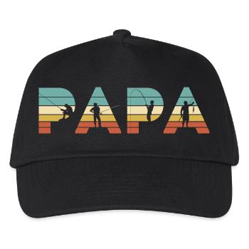 Papa Vintage Angel-Vater-Angler-Geschenk - Kinder Basecap - Schwarz - Vorne