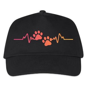 Sunset Dog Paw Heartbeat Dog - Kids’ Baseball Cap - black - Front