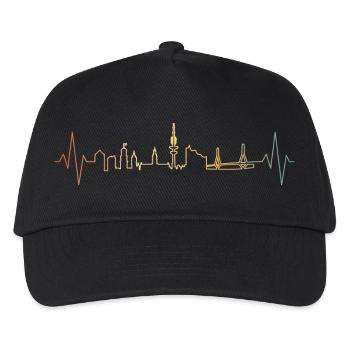 Hamburg Skyline Herzschlag - Kinder Basecap - Schwarz - Vorne