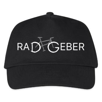 Radfahrer-Logo mit Fahrrad-Silhouette - Kinder Basecap - Schwarz - Vorne