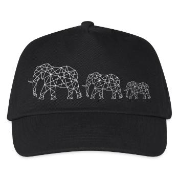 Geometrische Elefantenfamilie - Kinder Basecap - Schwarz - Vorne