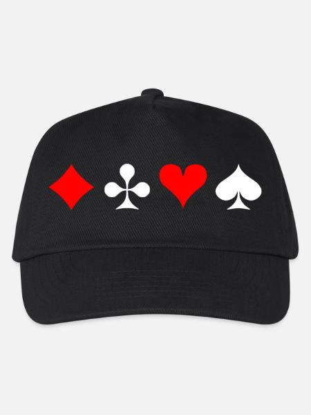 Karten Symbole - Karo Kreuz Herz Pik - Kinder Basecap - Schwarz