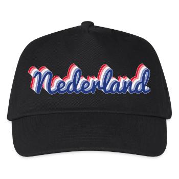 Nederland Script Flagfarben - Kinder Basecap - Schwarz - Vorne