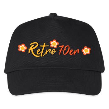 70er Jahre Blume Blüte - Kinder Basecap - Schwarz - Vorne