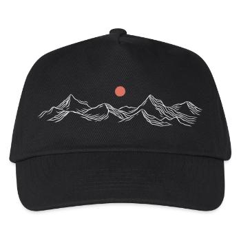 Purpurrote Sonne über schneebedeckten Gipfeln - Kinder Basecap - Schwarz - Vorne