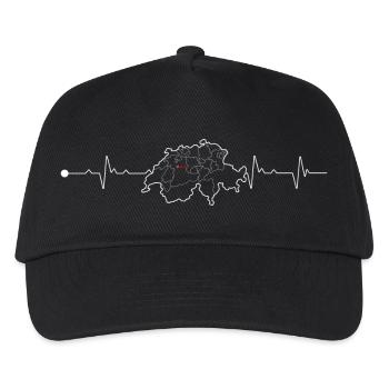 Swiss Heartbeat Karte - Kinder Basecap - Schwarz - Vorne