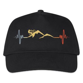 Mountain biker heartbeat - Kids’ Baseball Cap - black - Front