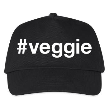 VEGGIE Vegetarian Vegetarisch Hashtag - Kinder Basecap - Schwarz - Vorne