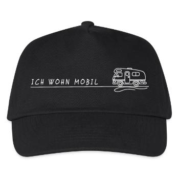 ich wohn mobil sprüche Camping camper wohnmobil - Kinder Basecap - Schwarz - Vorne
