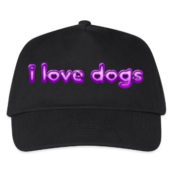 Text I love dogs - Kinder Basecap - Schwarz - Vorne