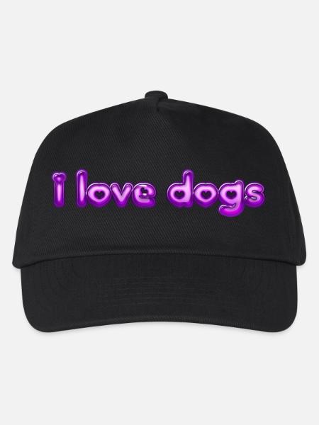 Text I love dogs - Kinder Basecap - Schwarz
