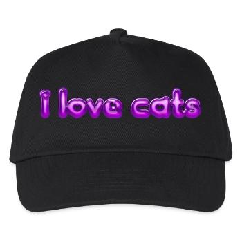 Text I love cats - Kinder Basecap - Schwarz - Vorne