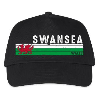 Swansea Wales Küstencharme - Kinder Basecap - Schwarz - Vorne
