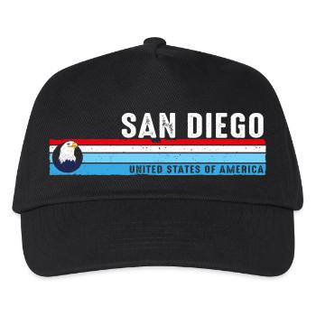 San Diego Kalifornien Vintage Retro Küstenstil - Kinder Basecap - Schwarz - Vorne