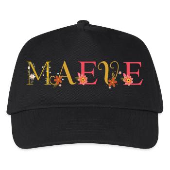 MAEVE Name Decorated with Flowers - Kids’ Baseball Cap - black - Front