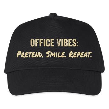 Büro-Vibes: so tun, als ob, lächeln, wiederholen - Kinder Basecap - Schwarz - Vorne