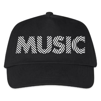 Typografie Music – Retro Electro Schriftzug Design - Kinder Basecap - Schwarz - Vorne