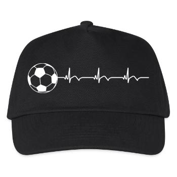Fußball Fussball Fußballer EKG Herzschlag - Kinder Basecap - Schwarz - Vorne