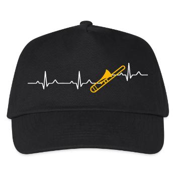 Heartbeat Posaune Posaunenspieler Posaunist - Kinder Basecap - Schwarz - Vorne
