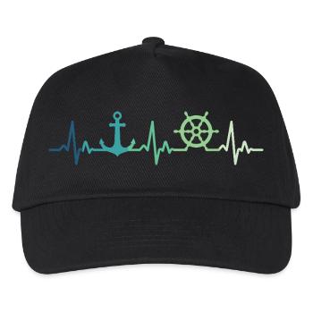 Anchor Heartbeat Sailor Gift Sailor - Kids’ Baseball Cap - black - Front
