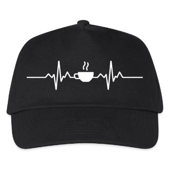 Kaffee Herzschlag Kaffee - Kinder Basecap - Schwarz - Vorne