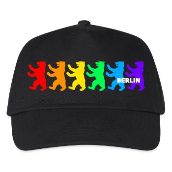 Berliner Bären / Regenbogenfarben - Kinder Basecap - Schwarz - Vorne
