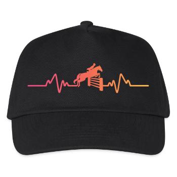 Pferde-Sonnenuntergang-Herzschlag-Reitgeschenk - Kinder Basecap - Schwarz - Vorne