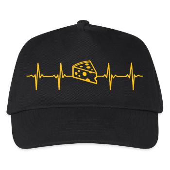  Käse Herzschlag Geschenk für Käseliebhaber - Kinder Basecap - Schwarz - Vorne