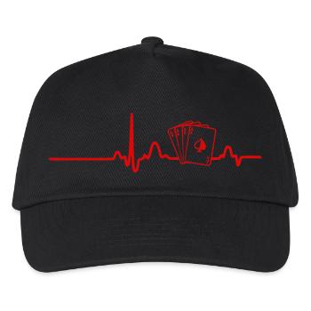 EKG HERZLINIE POKER rot - Kinder Basecap - Schwarz - Vorne