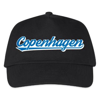 Kopenhagen Schriftzug Blau-Weiß Grafik - Kinder Basecap - Schwarz - Vorne
