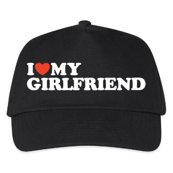 I love my girlfriend Herz Shirt - Kinder Basecap - Schwarz - Vorne