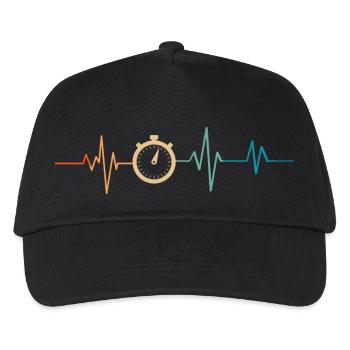 Heartbeat Retro Stoppuhr - Kinder Basecap - Schwarz - Vorne