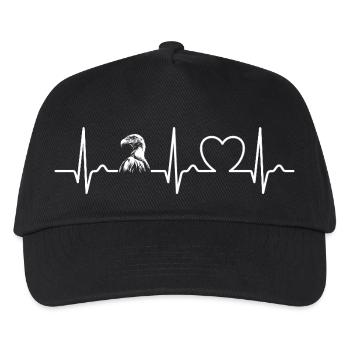 EKG Kurve - Herzkurve - Puls - Geier - Natur - Kinder Basecap - Schwarz - Vorne