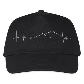 Gebirgskette mit Heartbeat Line Design - Kinder Basecap - Schwarz - Vorne
