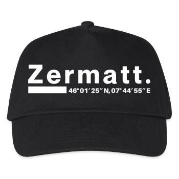 Zermatt Koordinaten Wallis Schweiz - Kinder Basecap - Schwarz - Vorne