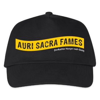 Auri sacra fames (lateinisch) >Vectorgraphic - Kinder Basecap - Schwarz - Vorne